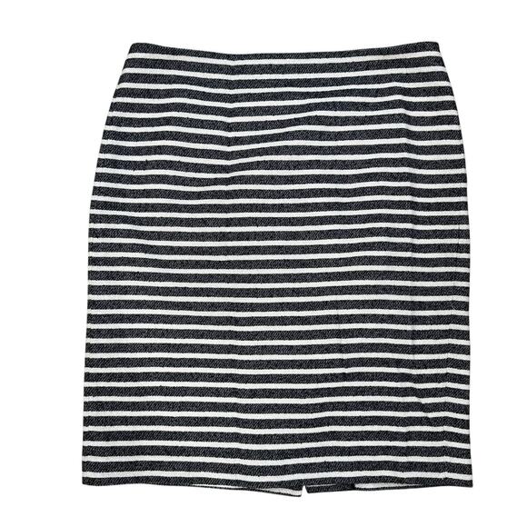 Ann Taylor Skirt Black White Tweed Boucle Striped Casual Career - Picture 1 of 10